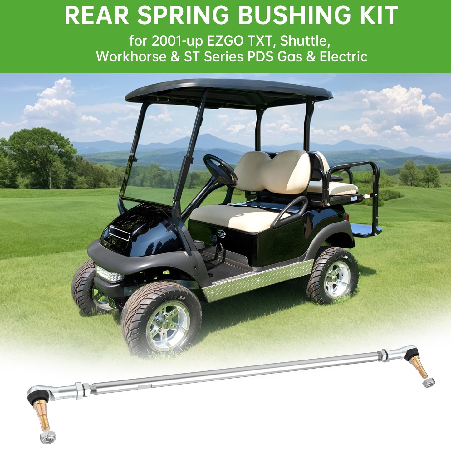 10L0L Golf Cart Tie Rod Assembly for 2001-up EZGO TXT, Shuttle, Workhorse & ST Series PDS Gas & Electric, OEM# 70876-G02 70876G02