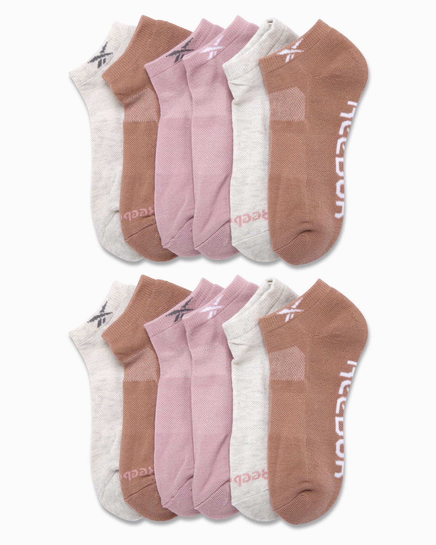 Reebok Womens Low Cut Socks - 12 Pack Performance Cushioned Comfort No Show Sock - Athletic Socks for Women (4-10), Tan Multi