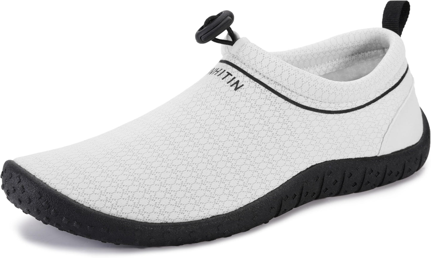 WHITIN Water Shoes for Women Aqua Barefoot Swim Sneakers Beach Minimalist Size 7 Lightweight Diving Surfing Boating Slip On Fishing Playa Athletic Grey 37
