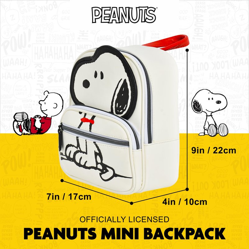 Concept One Peanuts Mini Backpack, Small Travel Bag for Men and Women, Snoopy, 9 Inch