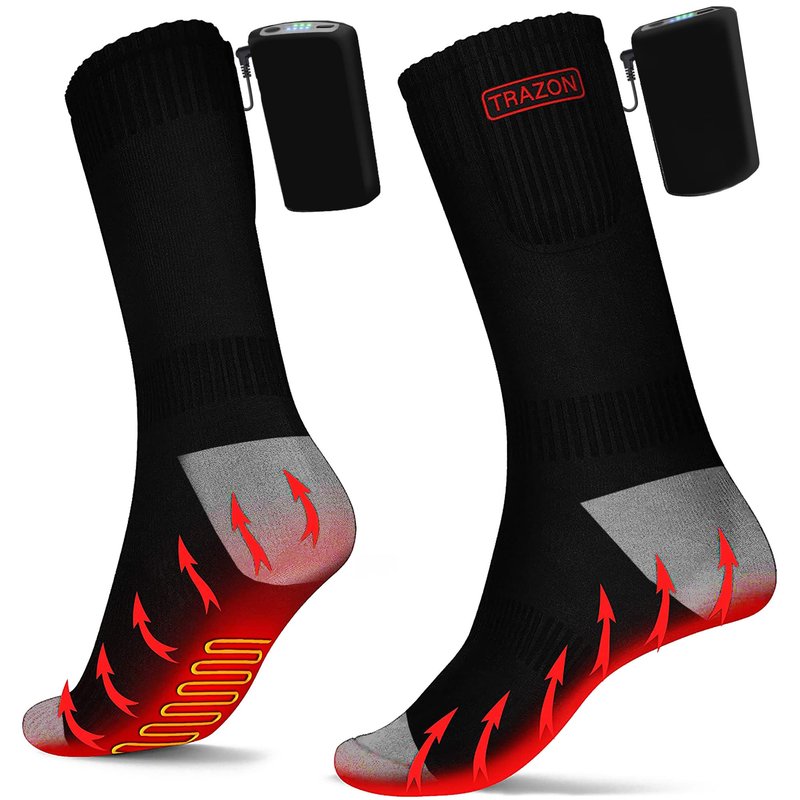 Heated Socks for Men and Women Rechargeable - Electric Battery Thermal Hunting Fishing Camping Skiing Cycling Running Washable Ergonomical with 4 Temp Modes 5V 5000mA Medium