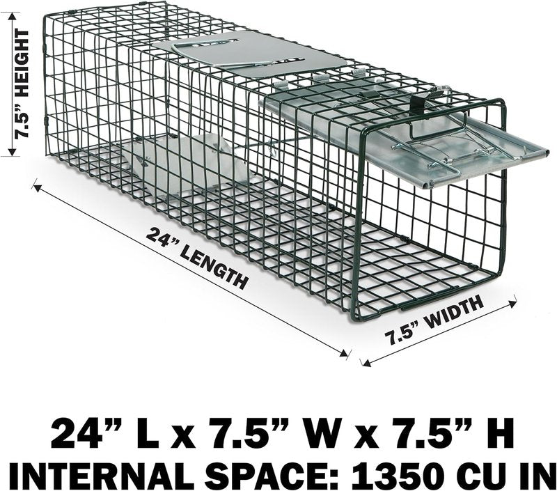 Humane Way Live Animal Trap - 24 Inch Safe Trap for Cats, Squirrels, Rabbits & Rodents | Easy No Assembly