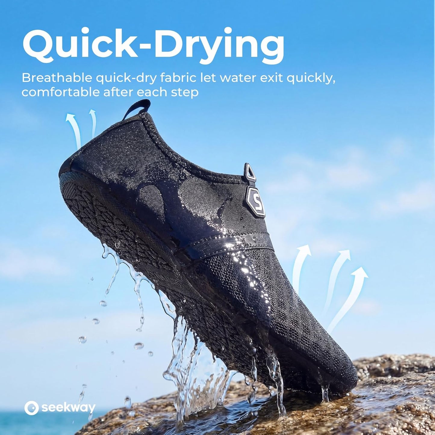 Water Shoes for Men & Women - Quick-Dry Aqua Socks for Beach, Pool, and River | Slip-On Black