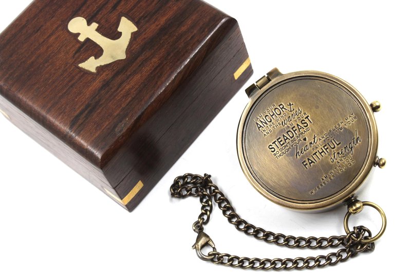 OCEAN REPLICAS I am Your Anchor, Faithful, Strength Engraved Compass, Confirmation Gift Ideas, Baptism Gifts.