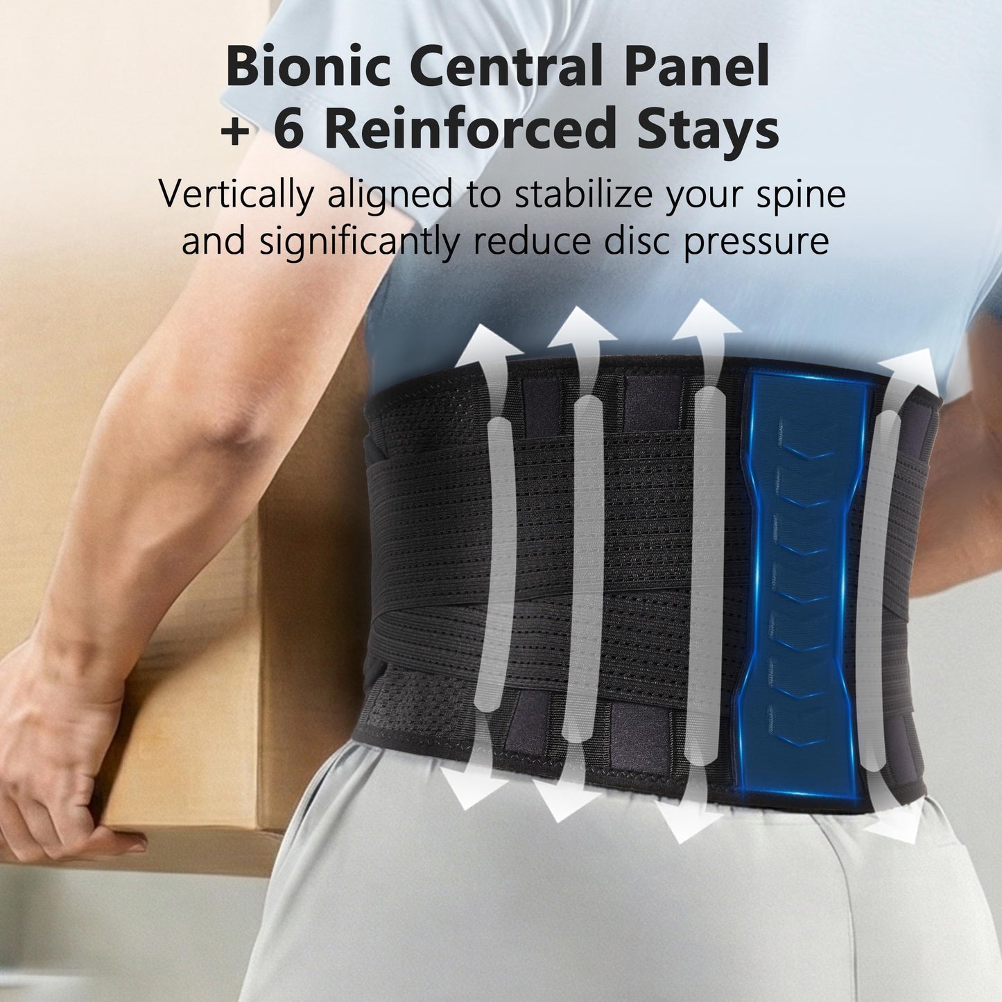 Comforband Copper-Infused Back Support Brace – Lightweight Lumbar Belt with 6 Supportive Stays for Lower Back Pain Relief, Muscle Spasms, Strains, Arthritis, and Sciatica – for Men and Women (XXL)