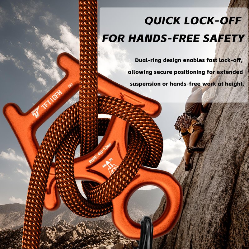TFTICFH Figure 8 Descender, 30kN Climbing Descender, Heavy Duty 7075 Aluminum Belay & Rappel Equipment for Climbing, Mountaineering, Arborist, Caving, Aerial Yoga,Orange