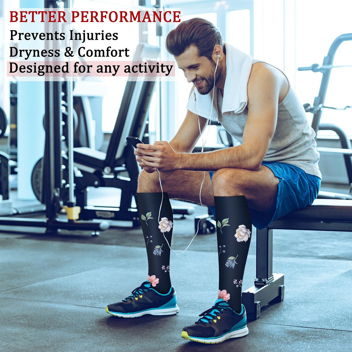 CHARMKING Compression Socks for Women & Men (8 Pairs) 15-20 mmHg Graduated Copper Support Calf Socks are Best for Pregnant, Nurses - Boost Performance, Circulation, Knee High Wide Calf(L/XL, Multi 63)
