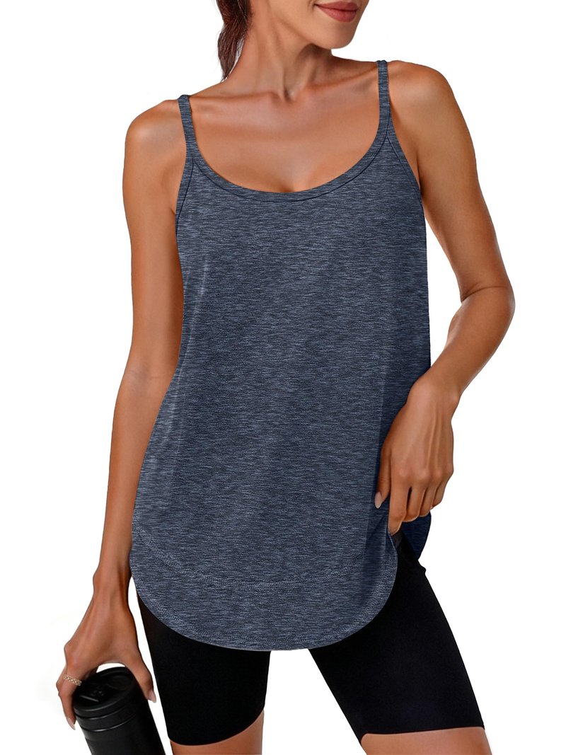 ANRABESS Workout Tank Tops for Women Spaghetti Strap Camisole Shirts Summer 2026 Loose Fit Athletic Running Yoga Gym Clothes Navy Blue L