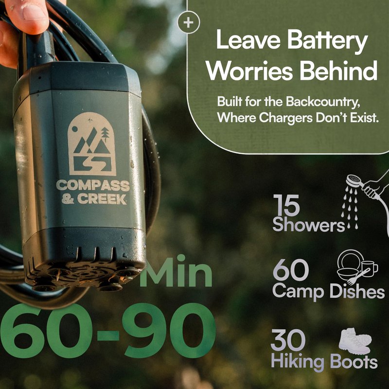 Portable Camping Shower Pump – Rechargeable High Pressure Kit with 90 Min Battery, 3.9 Gal Collapsible Bucket, Dual Heads for Shower & Cleaning, Shower Head Holder & Carry Bag – Essential Camping Kit