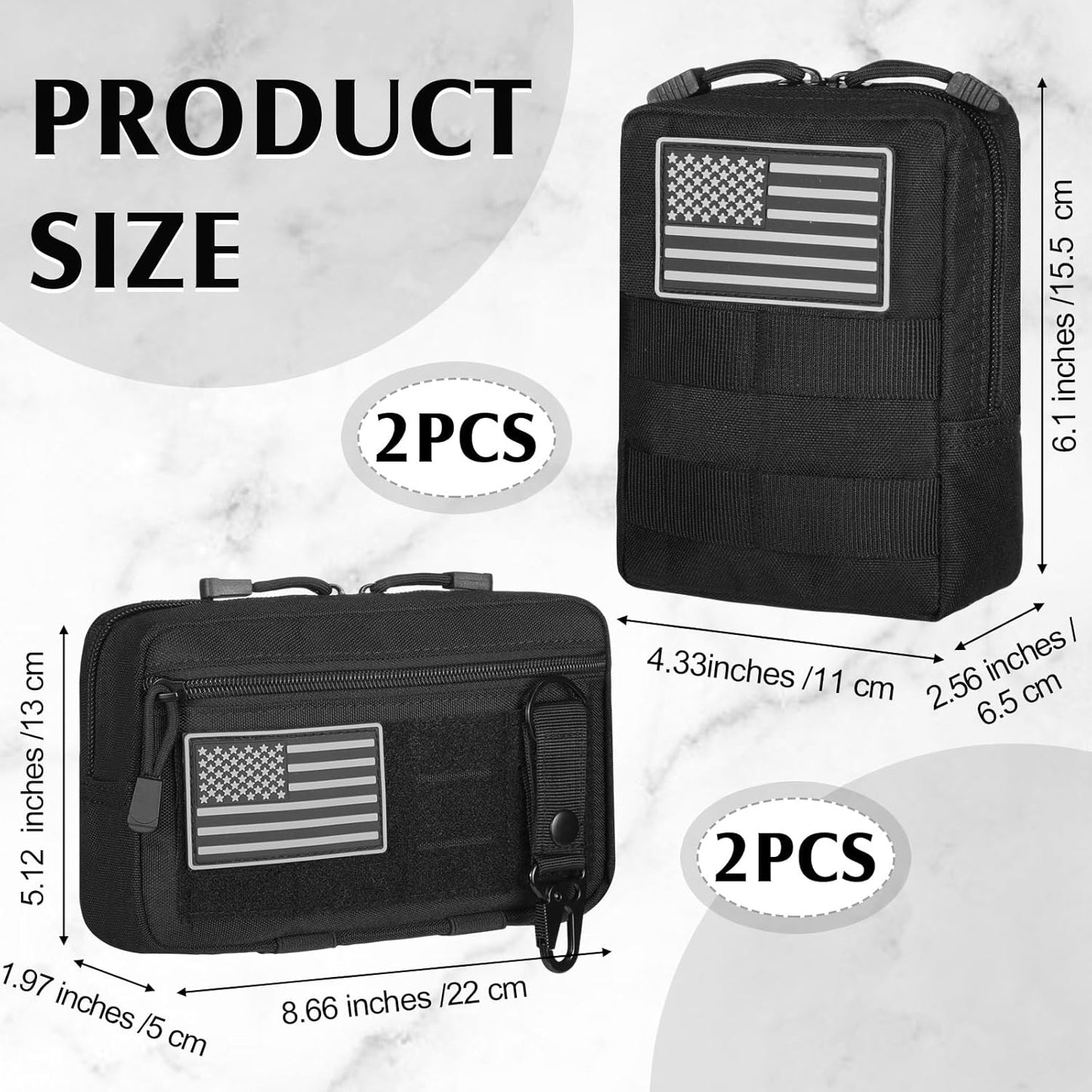 Tactical Molle Utility Pouch Set - Water-Resistant EDC Tool Bags for Men | Includes US Flag Patch & Keychain