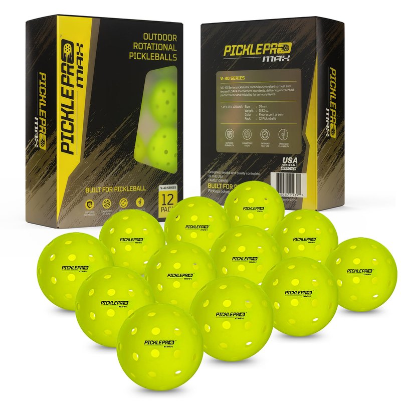 Rotationally Molded Pickleball Balls Outdoor – USAPA Tournament Pickleballs 40-Hole LDPE Design for Precise Control, Durable Seamless Pickle Balls for Competitive & Recreational Play, 12-Pack