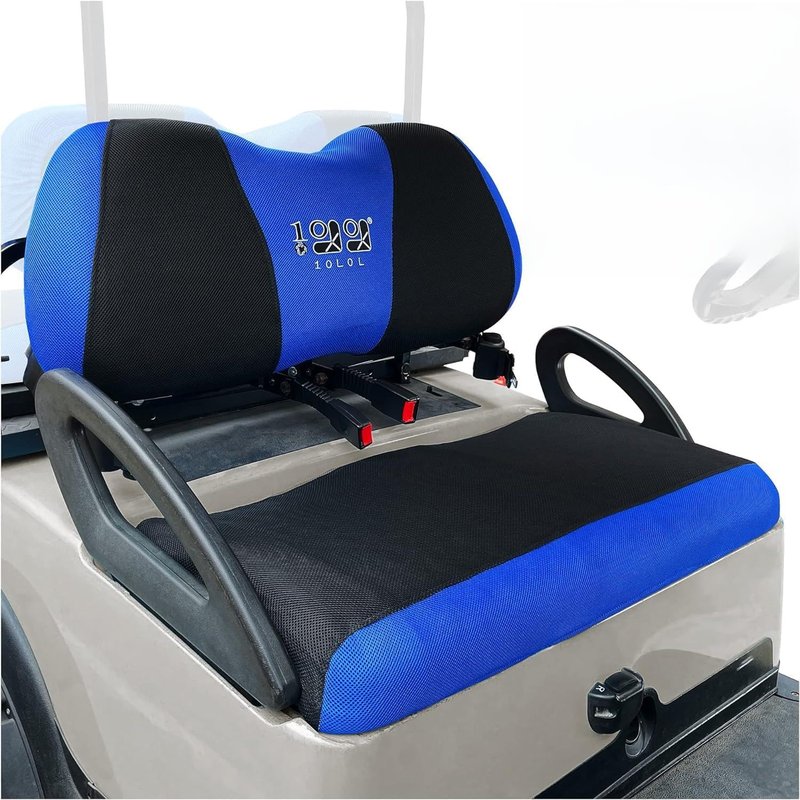10L0L Golf Cart Seat Covers for Yamaha, Club Car Precedent, Fairplay and Star Models, Large Backrest 3D Air Mesh Fabric Breathable Anti-Slip Washable - Blue