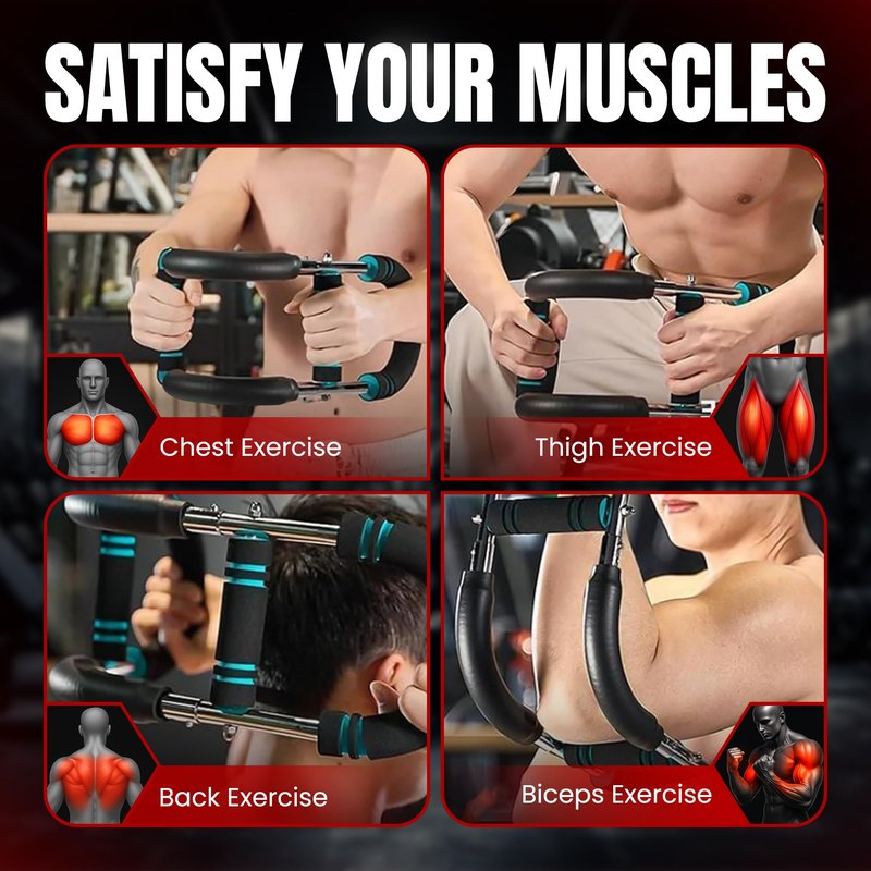 QIVRENS Twister Arm Trainer For Men & Women, Chest Workout Equipment Adjustable 6 Resistance Levels (30-120lb) - Removable and Attachable Fitness Exercise Equipment, Portable At Home Workout Equipment