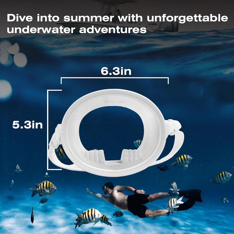 Snorkeling Gear for Adults - Anti-Fog Tempered Glass Mask with Oval Silicone Skirt | Comfortable Fit for Spearfishing & Freediving