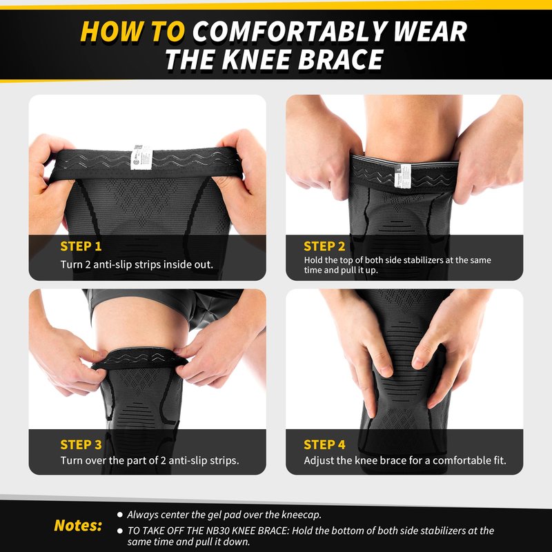 CAMBIVO Knee Brace for Men & Women, 2 Pack Knee Compression Sleeve for Knee Pain Relief, Knee Brace with Side Stabilizers & Patella Pad for Meniscus Tear, Gym Running Working Out（Medium, STS-Black）