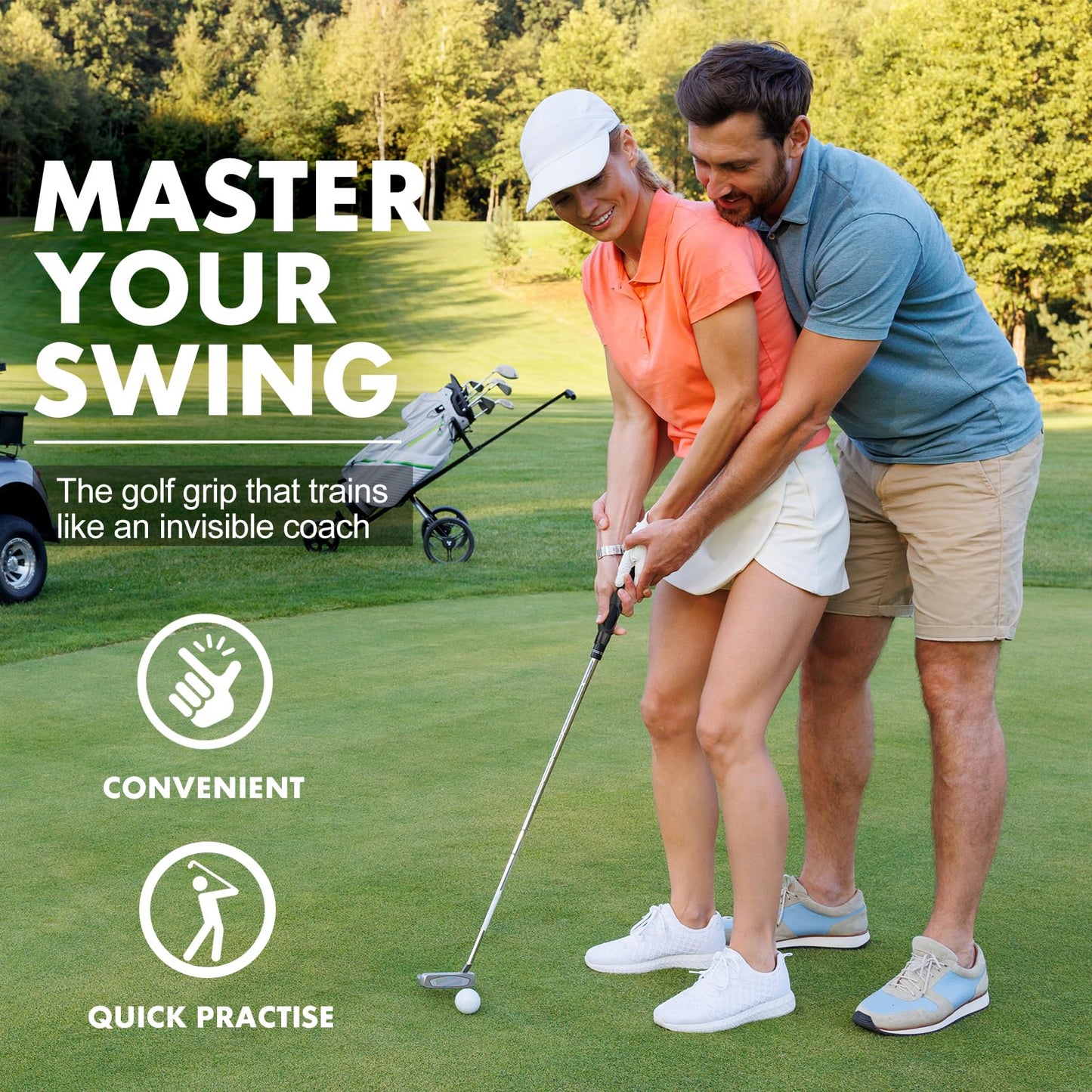 Golf Grip Trainer Golf Practice Tool, Easy To Carry to the Practice Area, Golf Swing Trainer Ensure the Right Grip Every Time, Golf Grip Training Aid, Improve Your Swing Rhythm,Golf Gifts (Black）