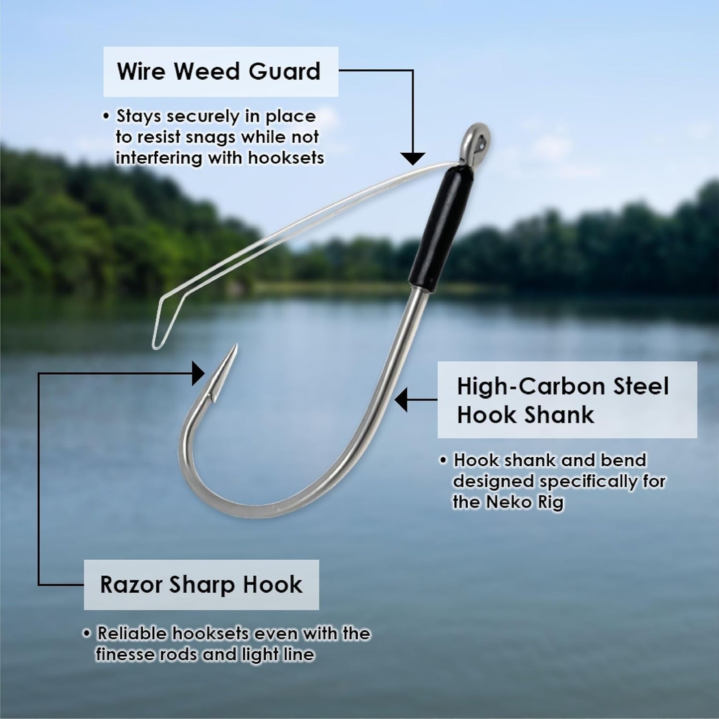 Neko Hooks for Bass Fishing | Wacky Style Finesse Rig | 25-Pack of Durable Hooks
