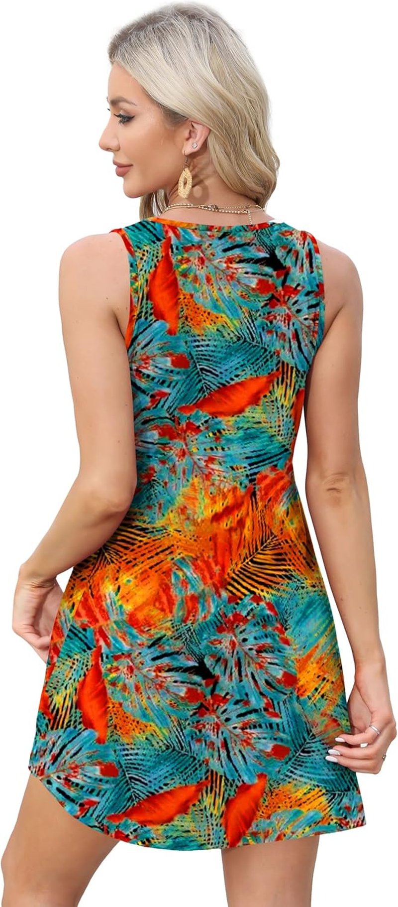 OFEEFAN Women's Summer Dresses - V Neck Sleeveless Sundresses with Pockets | Floral & Plain Options for Beach Vacations