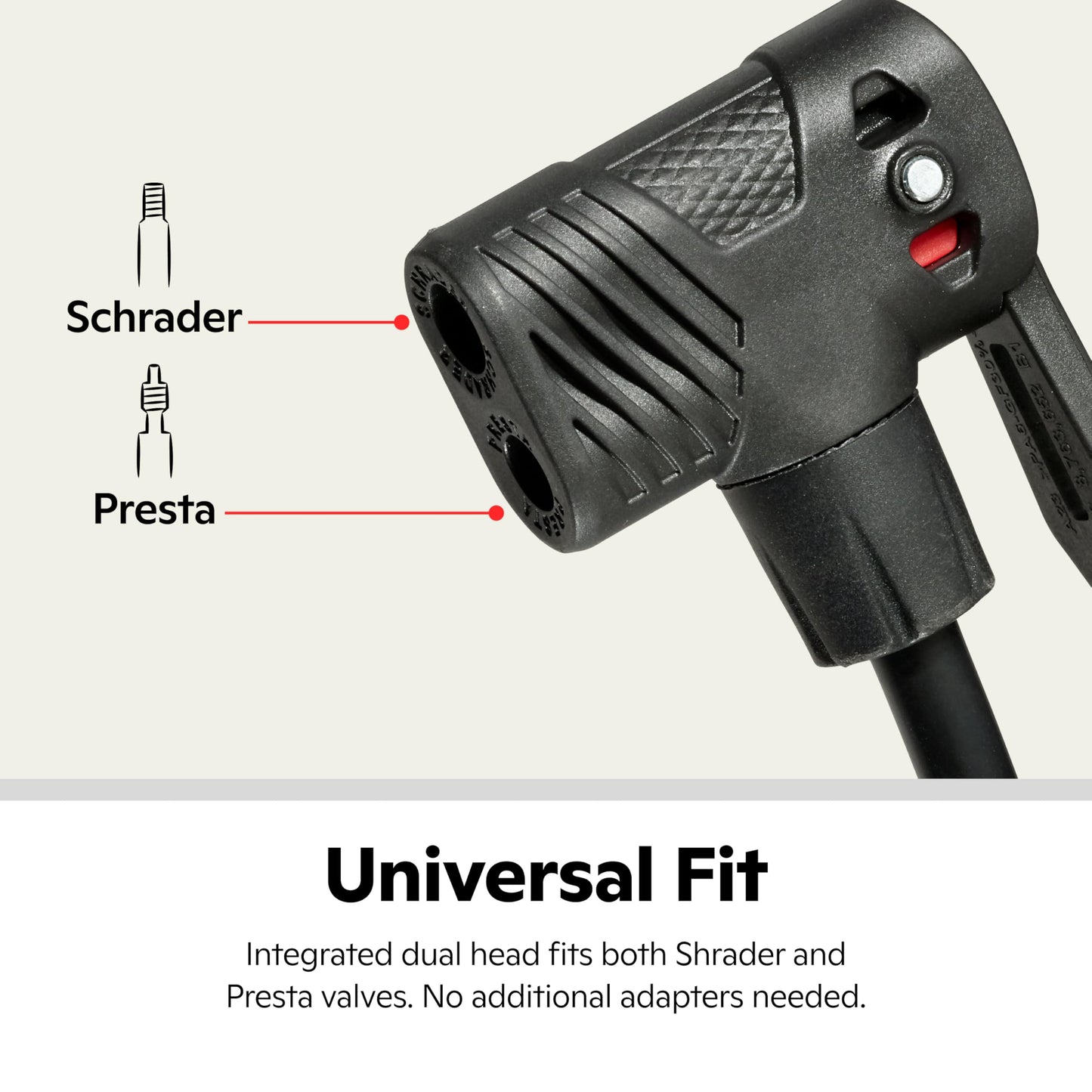 Schwinn Air Center Plus Floor Pump, For Mountain, Cruiser and Electric Bikes, 120 PSI, Soft Grip Handle, with Sports Ball Needle and Dual Head for Schrader and Presta Valves, Manual Air Pump