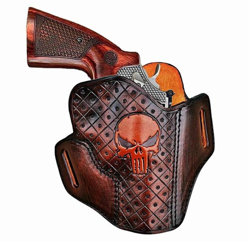 Special Patterned Leather Gun Holster Fits Colt Python or Colt King Cobra, Handcrafted, Premium Leather - ShnLeather (Black, Colt King Cobra 2" Barrel)