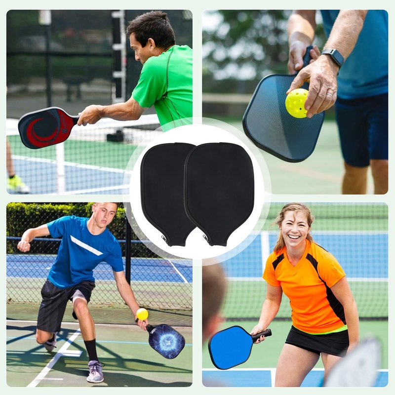 AEXHOT 2 PCS Pickleball Paddle Covers, Durable Neoprene Paddle Cover Universal 8.26 x 11.8Inch Zippered Universal Racket Sleeve Paddle Storage Bag, Fits USAPA Standard Pickleball Racquets (Black)