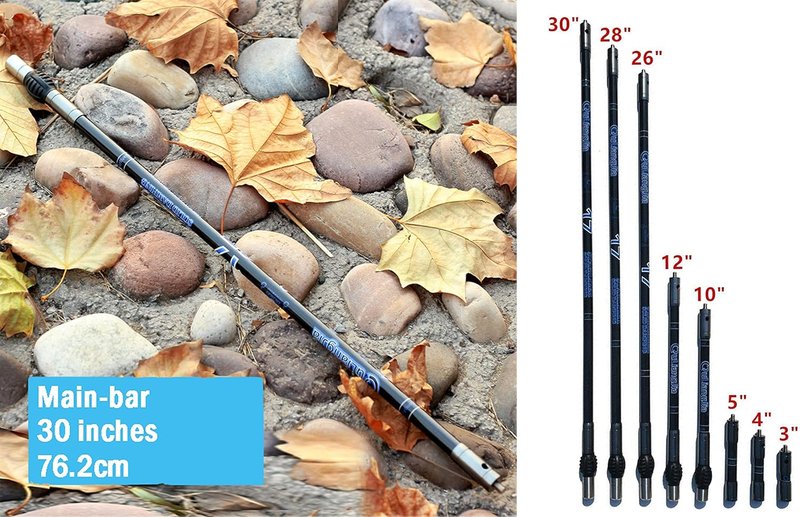 Archery Bow Stabilizer - Carbon Fiber Balance Bar Rod System | 3-30 Inch Damping Shock Absorber for Recurve & Compound Bows