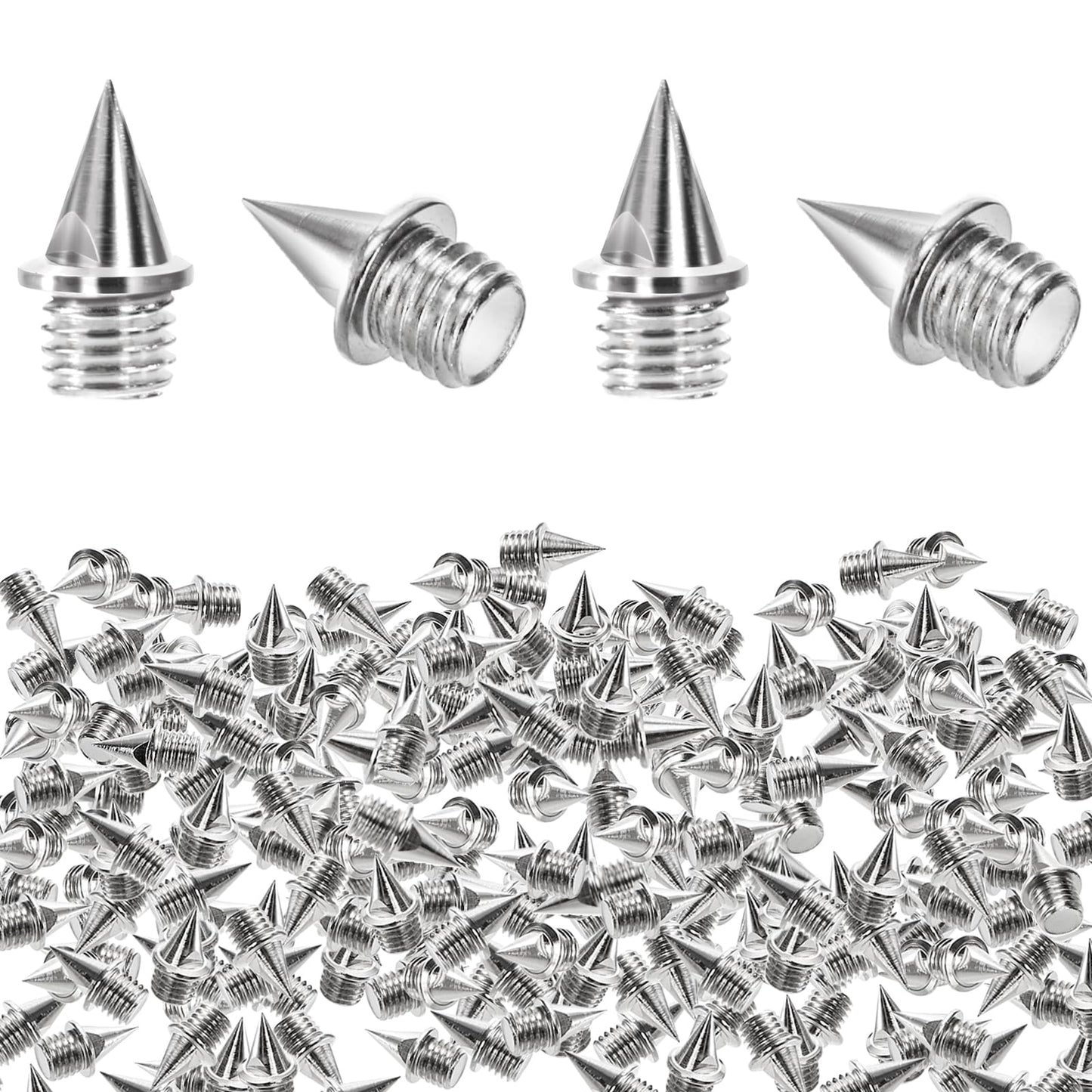 Nagpew 240 Pieces 1/4 Track Spikes, Steel Cross Country Spikes, Pyramid Replacement Shoes Spike with Wrench for Sprint Sports Short Running, Climbing, Golf Shoes