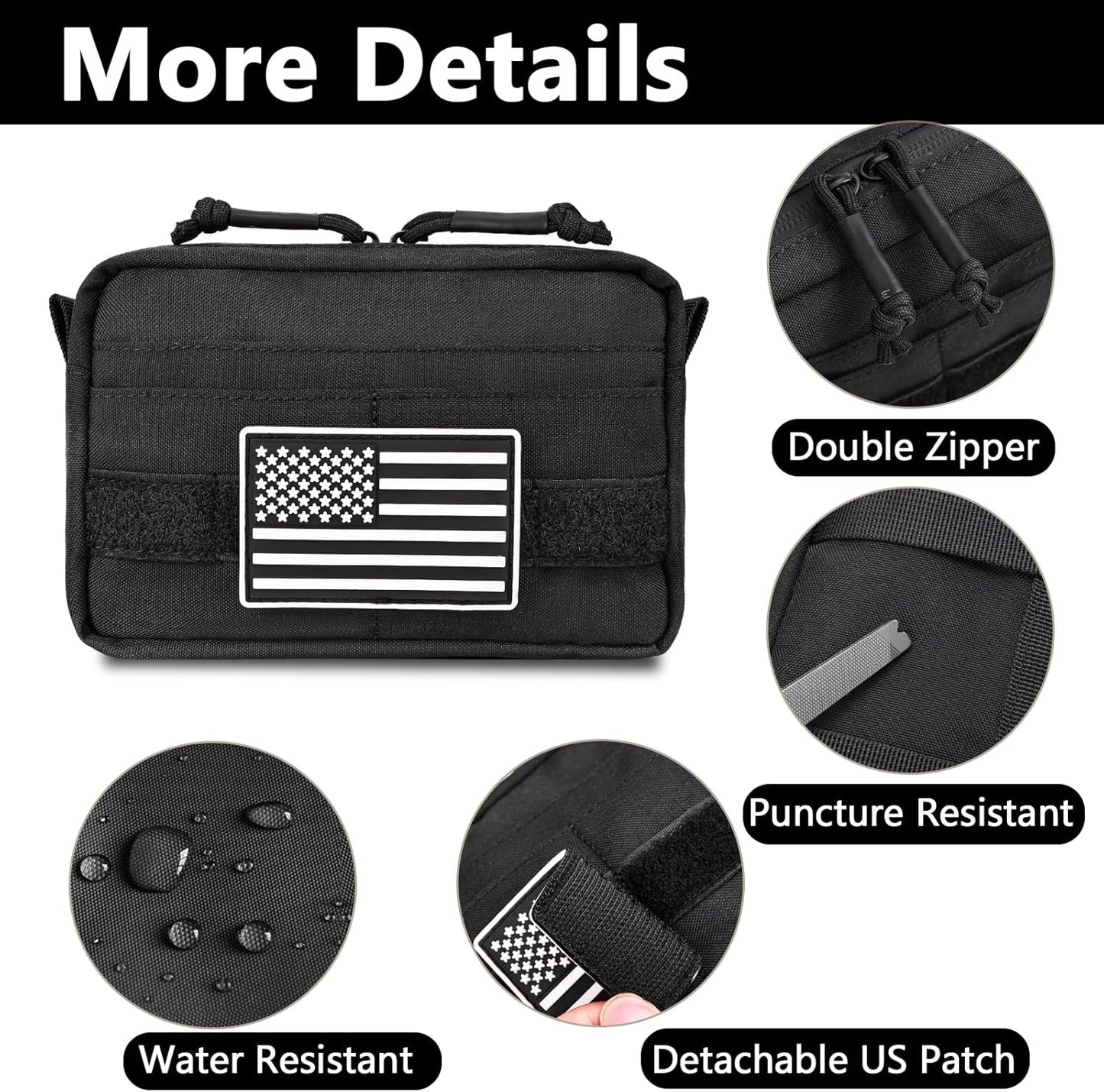 Belt Pouches for Men - Water Resistant Small Belt Bag with USA Flag Patch | EDC Organizer for Work & Travel