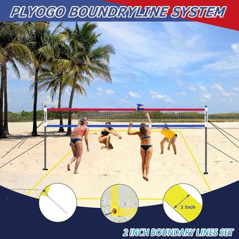 THWTGH 2025 Upgraded Portable Outdoor Volleyball Net Set with Adjustable Height Aluminum Poles, Volleyball Net for Backyard, Anti-Sag Design, Portable Volleyball Net for Backyard,Grass and Beach