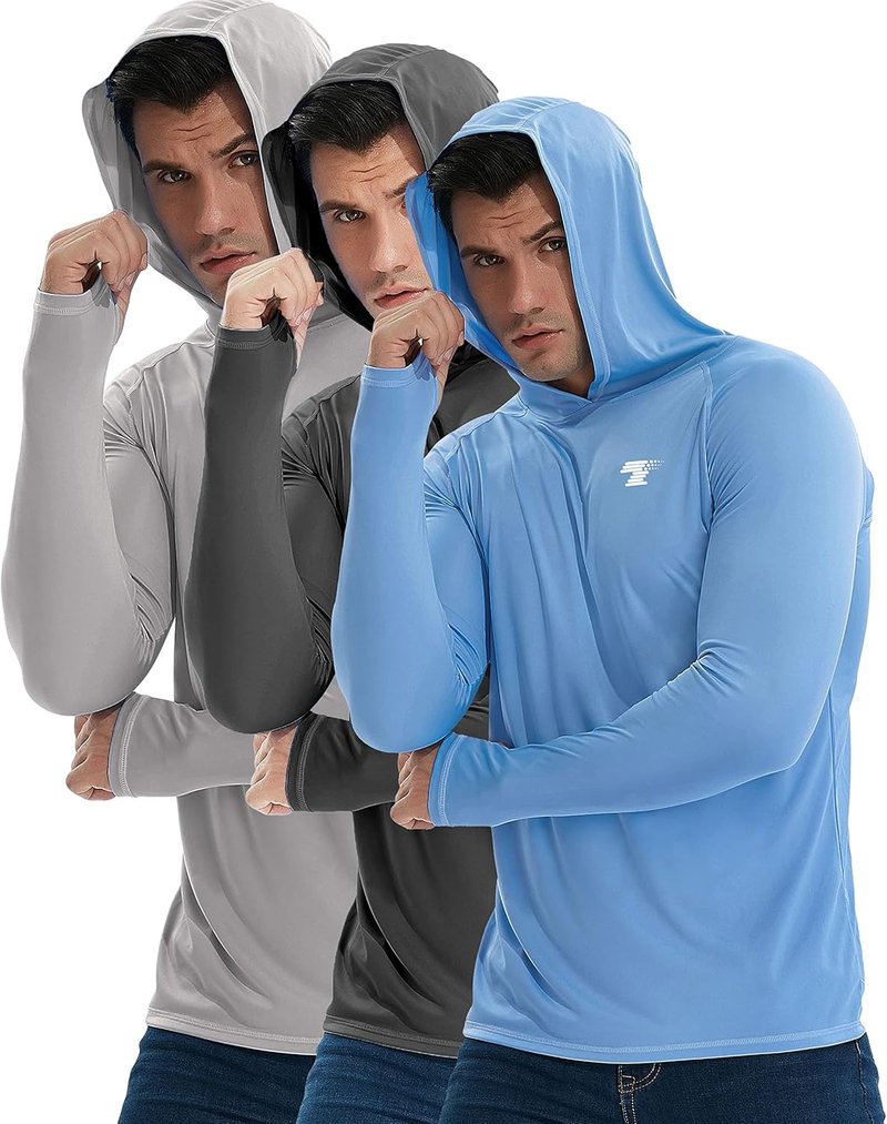 TELALEO Men's UPF 50+ Sun Protection Hoodie - Lightweight Long Sleeve Shirt for Fishing & Running