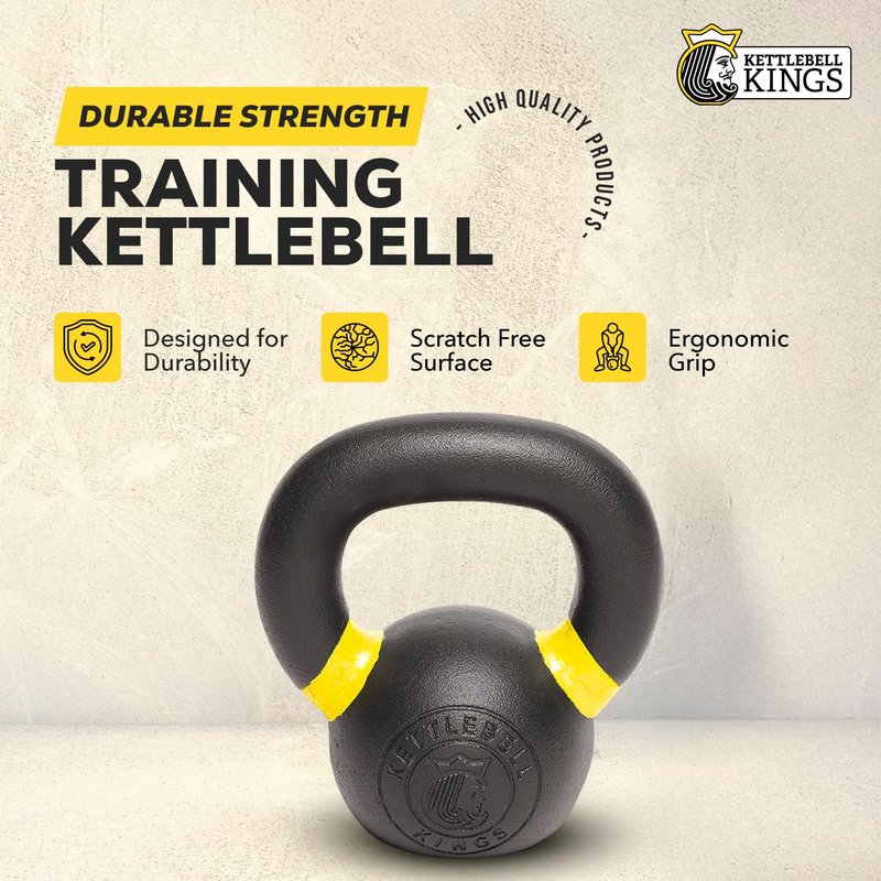 Kettlebell Kings Powder Coated Kettlebells Weight 8KG - Hand Weights Workout Gym Equipment and Strength Training Sets for Women and Men - Weights Set for Home Gym (4-48KG)