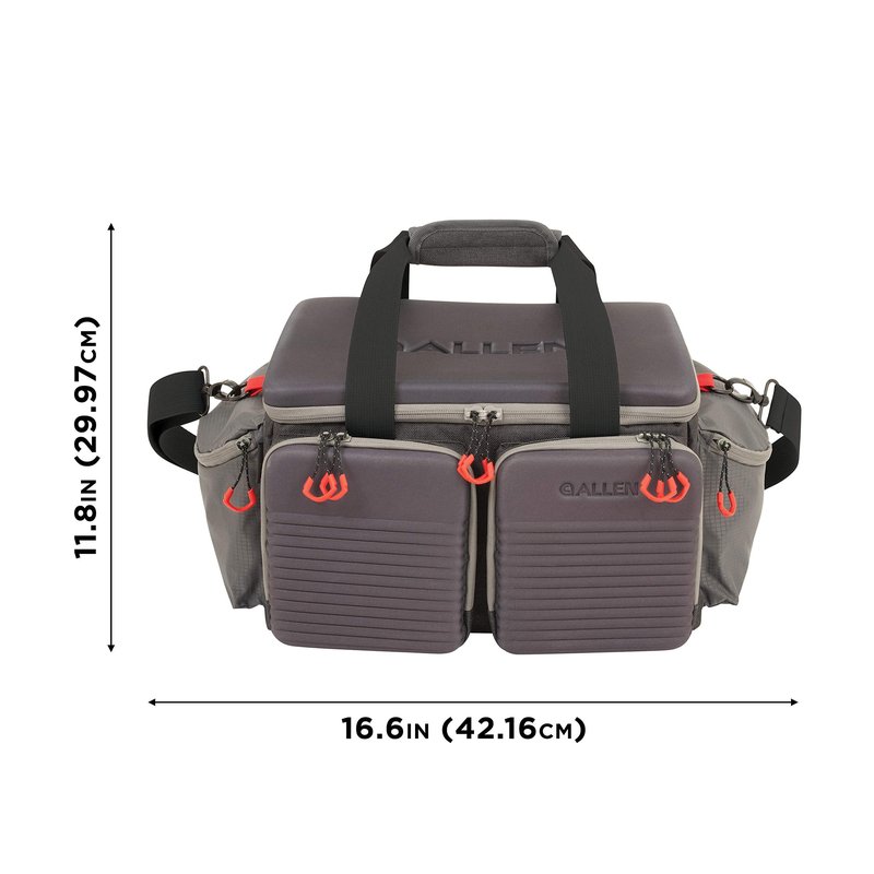 Allen Company Competitor Gun Range Bag - Premium Molded Design - Lockable - Included Internal Tote, Choke Tube Loops, and Fold-Up Gun Mat - 16.6" L x 9" W x 11.8" H - Gray