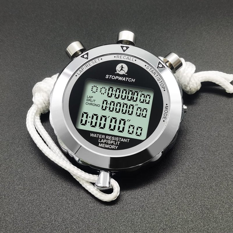 Metal Stop Watch 100 Lap Memory 0.01second Timing Stopwatches Timer with Countdown Alarm Clock for Sports Coach Running