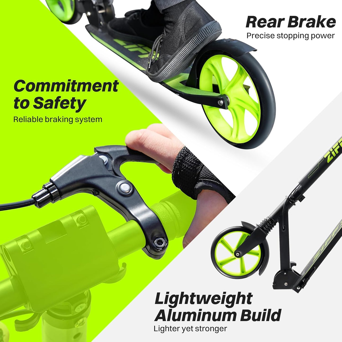 JOVA ZIFFY Kids Scooter - Foldable Kick Scooter with Hand Brake | 4 Adjustable Heights, Lightweight Design, Supports 220 lbs