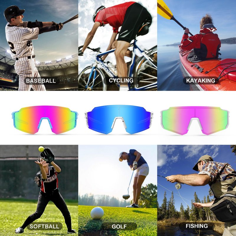 SABSAN 3 Pack Polarized Sports Sunglasses for Men Women Youth Baseball Fishing Running Cycling Golf Trekking TAC Glasses