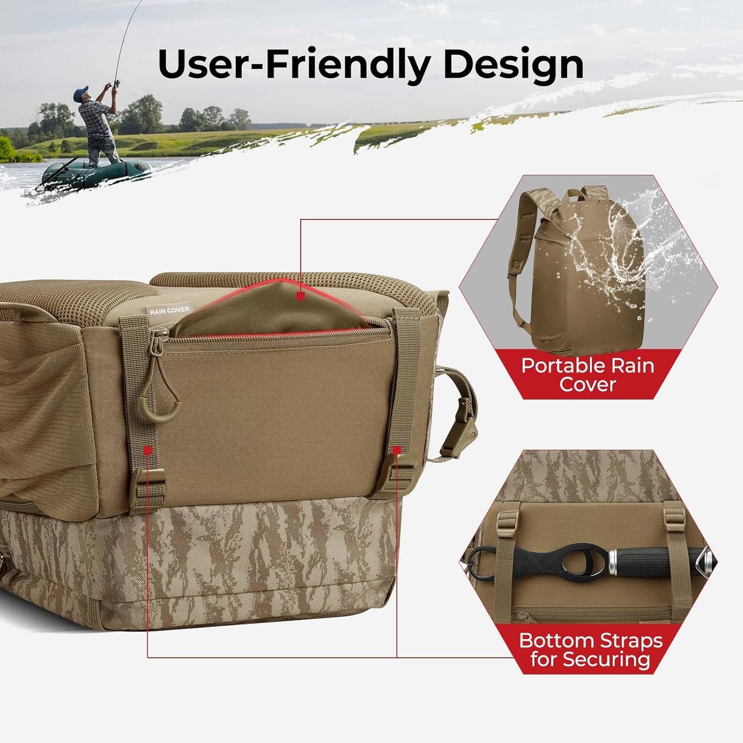 Piscifun Fishing Tackle Backpack - Lightweight Storage Bag with Rod Holder & Rain Cover | Durable & Spacious Design