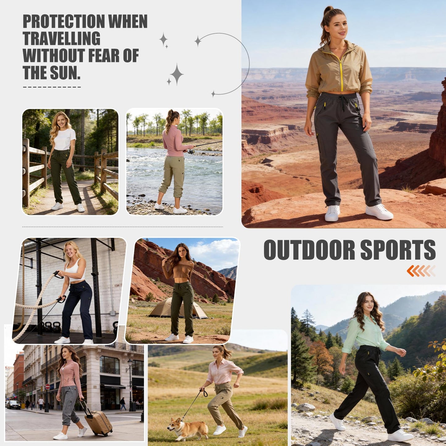 Toomett Women's Hiking Pants Quick Dry UPF 50 Travel Golf Pants Lightweight Camping Work Cargo Pants Zipper Pockets,6608,Dark Grey,2XL