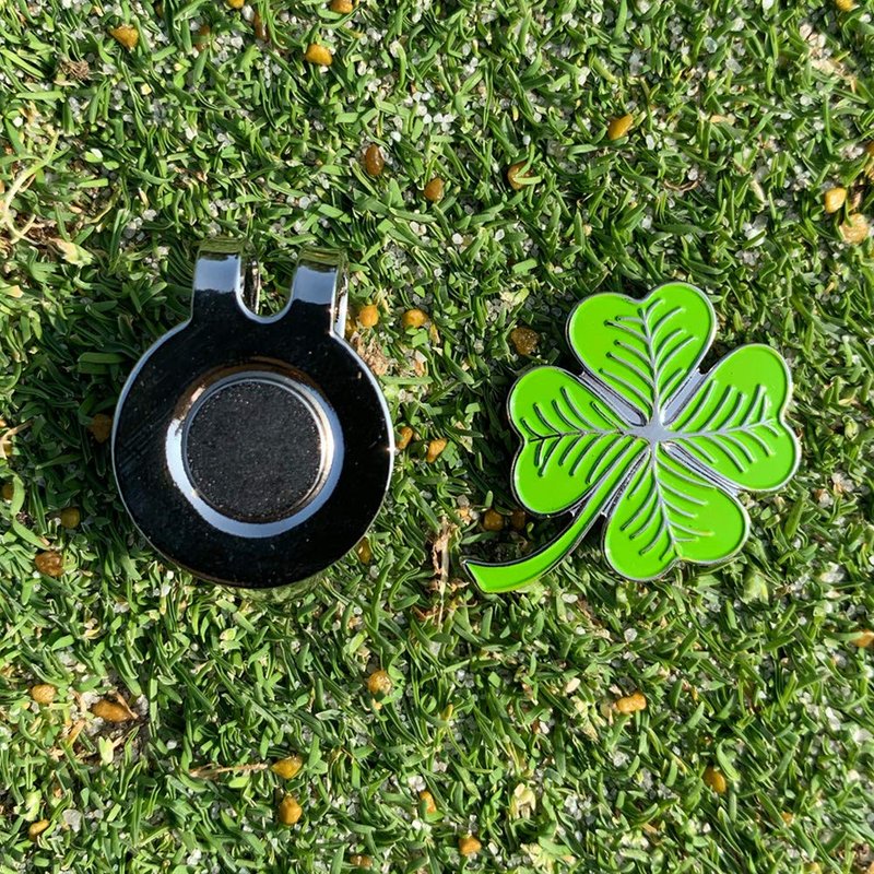 ONESHOTGOLF 4PK Golf Ball Marker with Hat Clips for Men Women Golfer, Removable Attaches Easily to Golf Cap - Soft Enamel Technique (Clover)