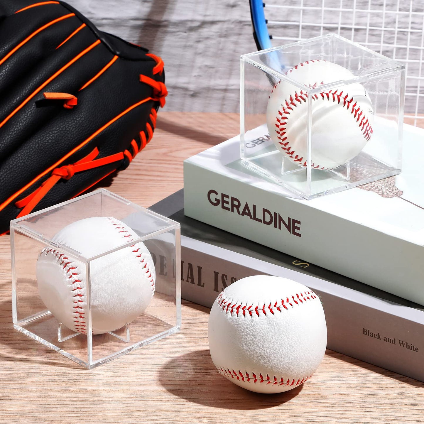 Chumia Baseball Display Cases for Balls, Acrylic Baseball Holder Clear UV Protected Cube Autograph Storage Box for Official Size Standing