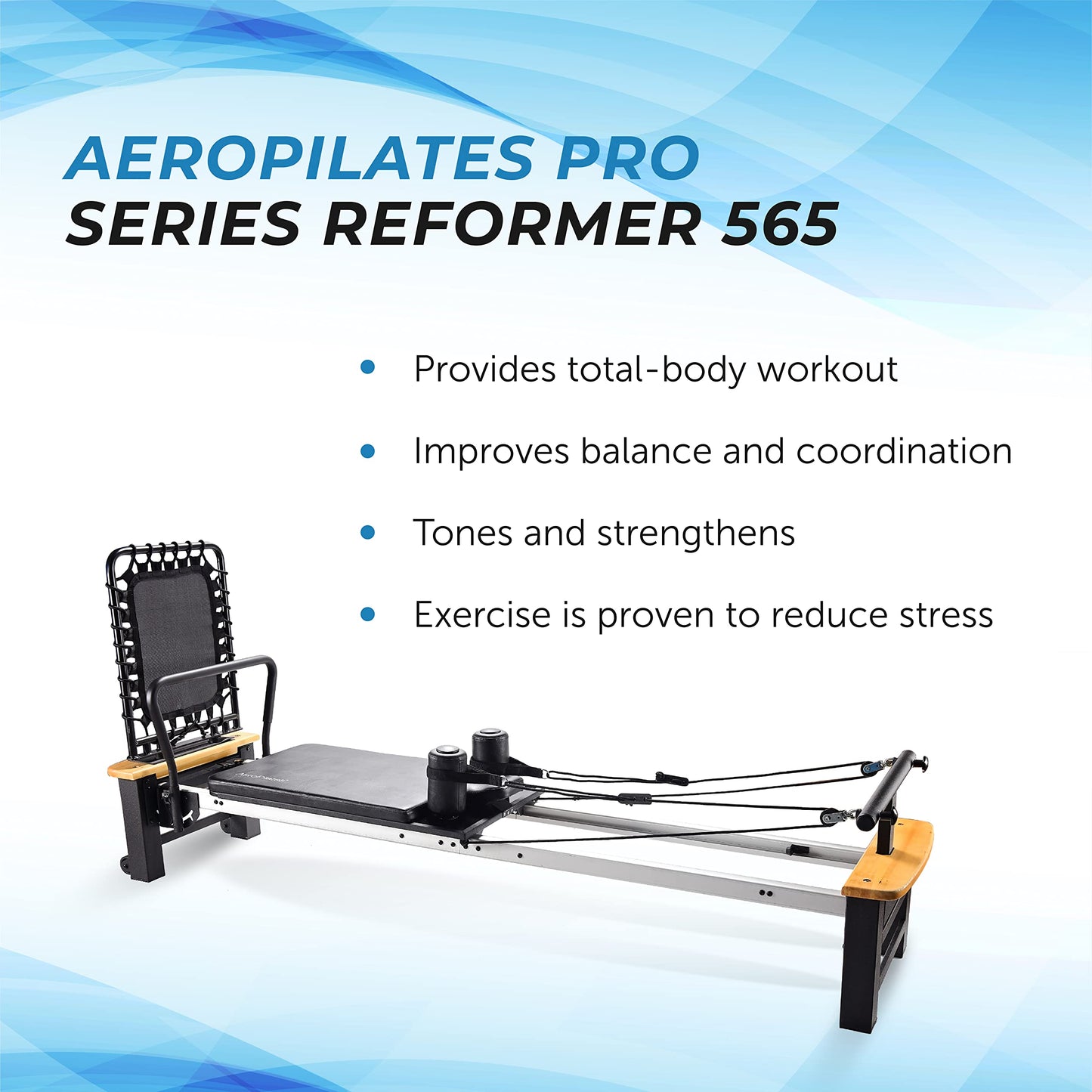 AeroPilates Pro Series Reformer 565 - Pilates Reformer Workout Machine for Home Gym - Up to 300 lbs Weight Capacity