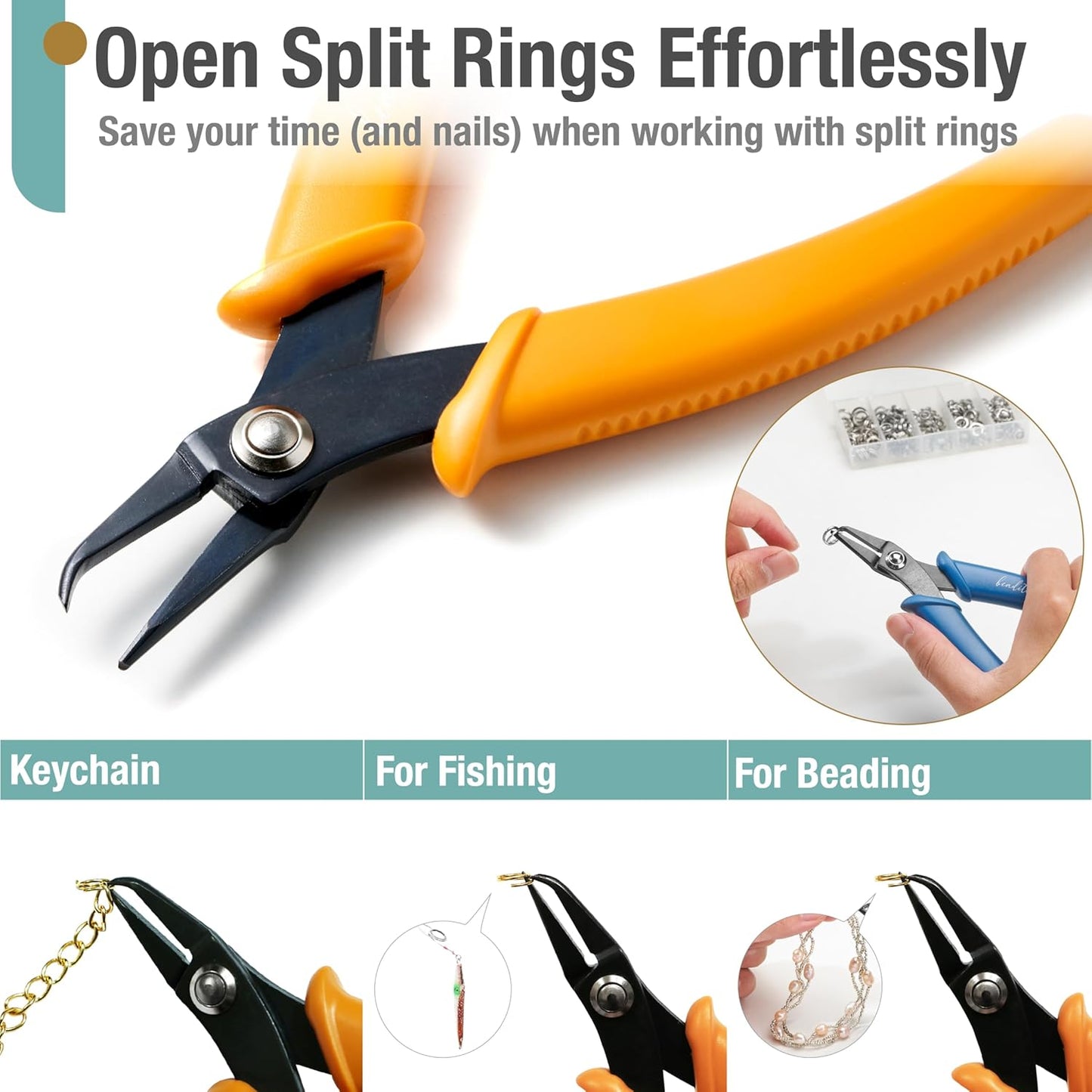 Beaditive Split Ring Pliers - High-Carbon Steel Jewelry Making Tool | 5-Inch Honeycomb Design