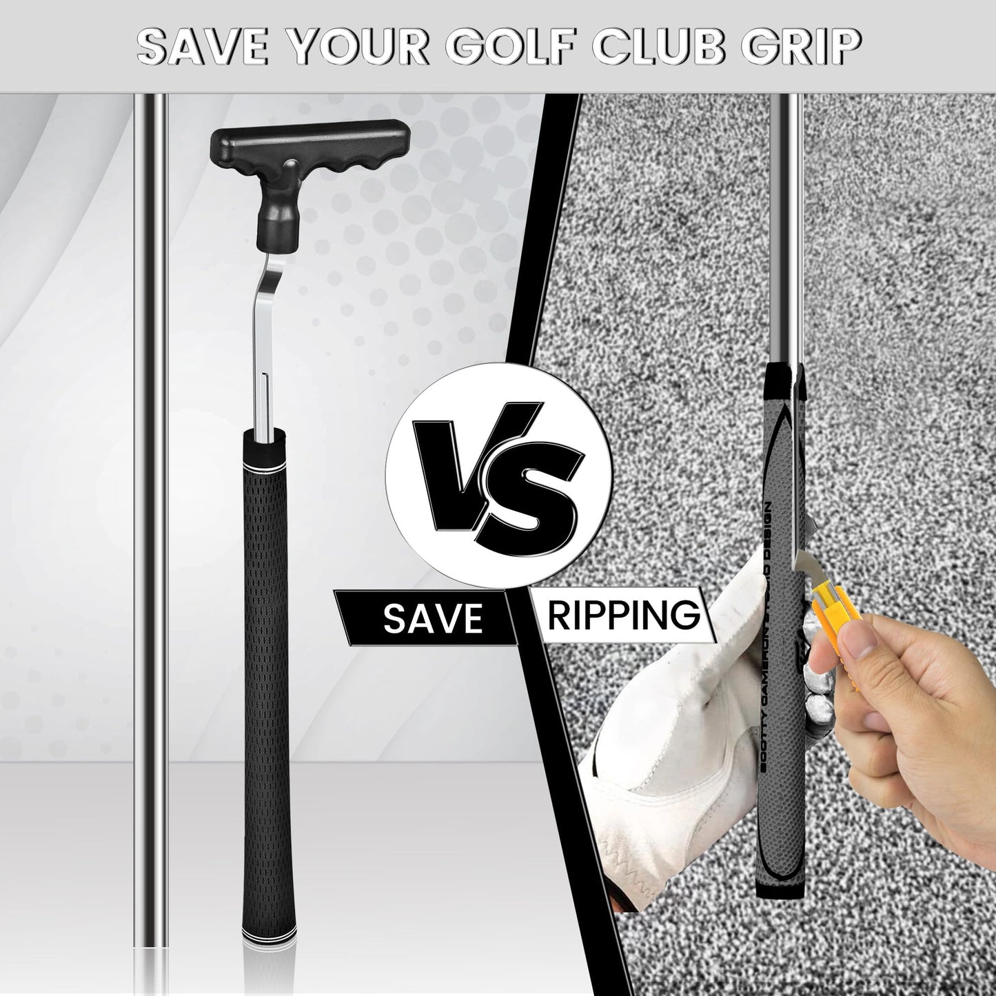 Seticek Golf Grip Removal Tool, 12" V-Groove Grip Remover Saver Gripping Tool,High-Carbon Steel Golf Club Grip Remover Tool,Golf Gifts for Men