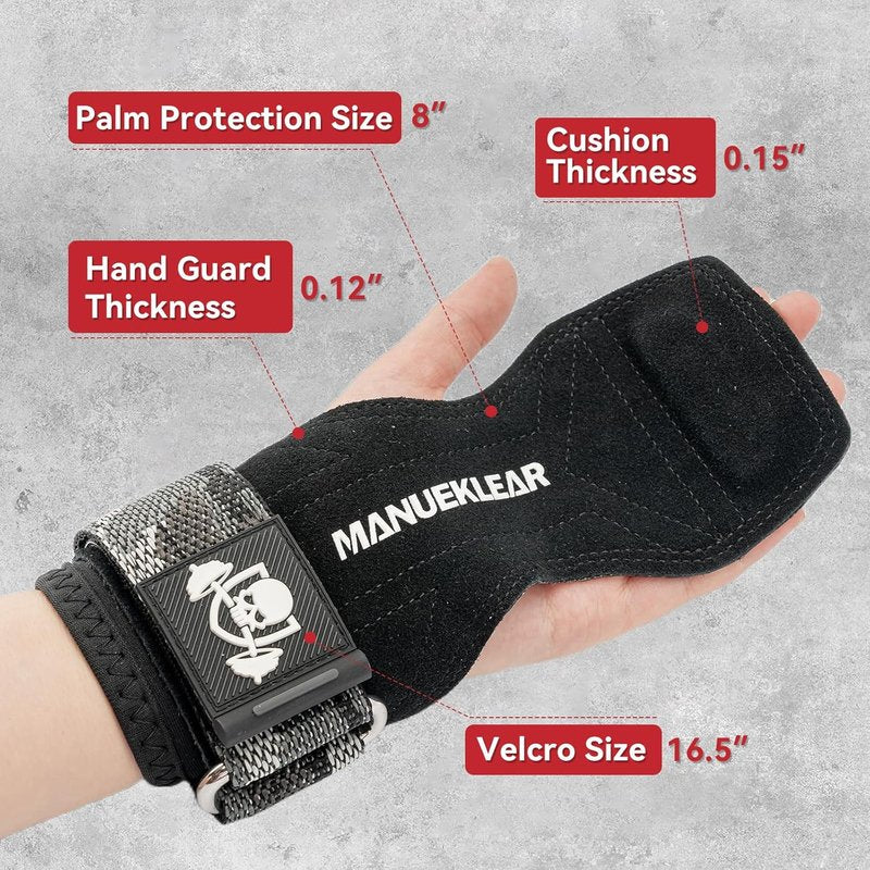 Gym Straps for Weight Lifting - Double Leather Deadlift Straps with Cushion Wrist Loop | Perfect for Men
