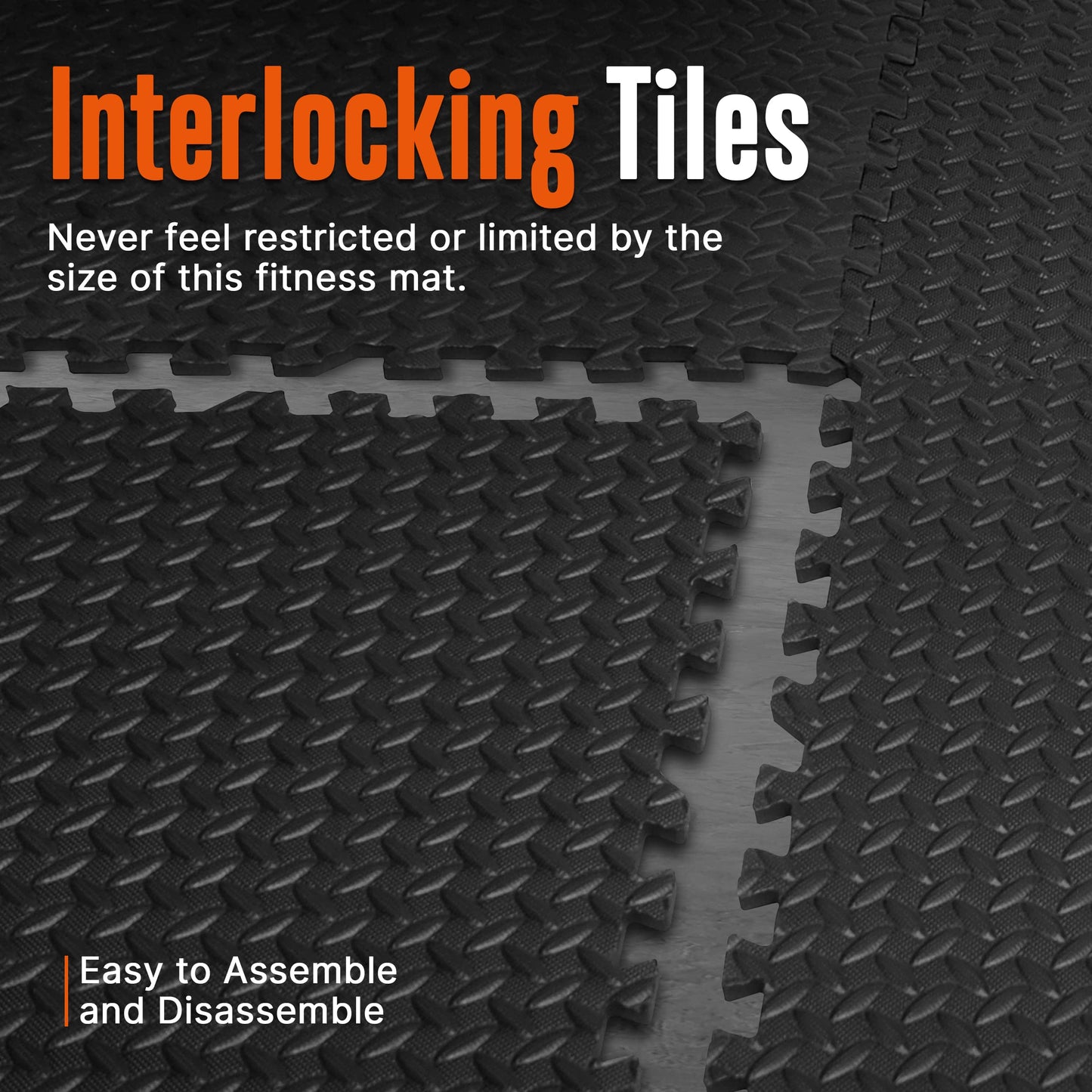 SQUATZ Thick Puzzle Exercise Mat Foam Interlocking Tiles Protect Floors from Gym Equipment Exercise, Durable Non-Skid, Kid Baby Family Safe Easy to Assemble, 24 x 24 inch, 6 Tiles, Black