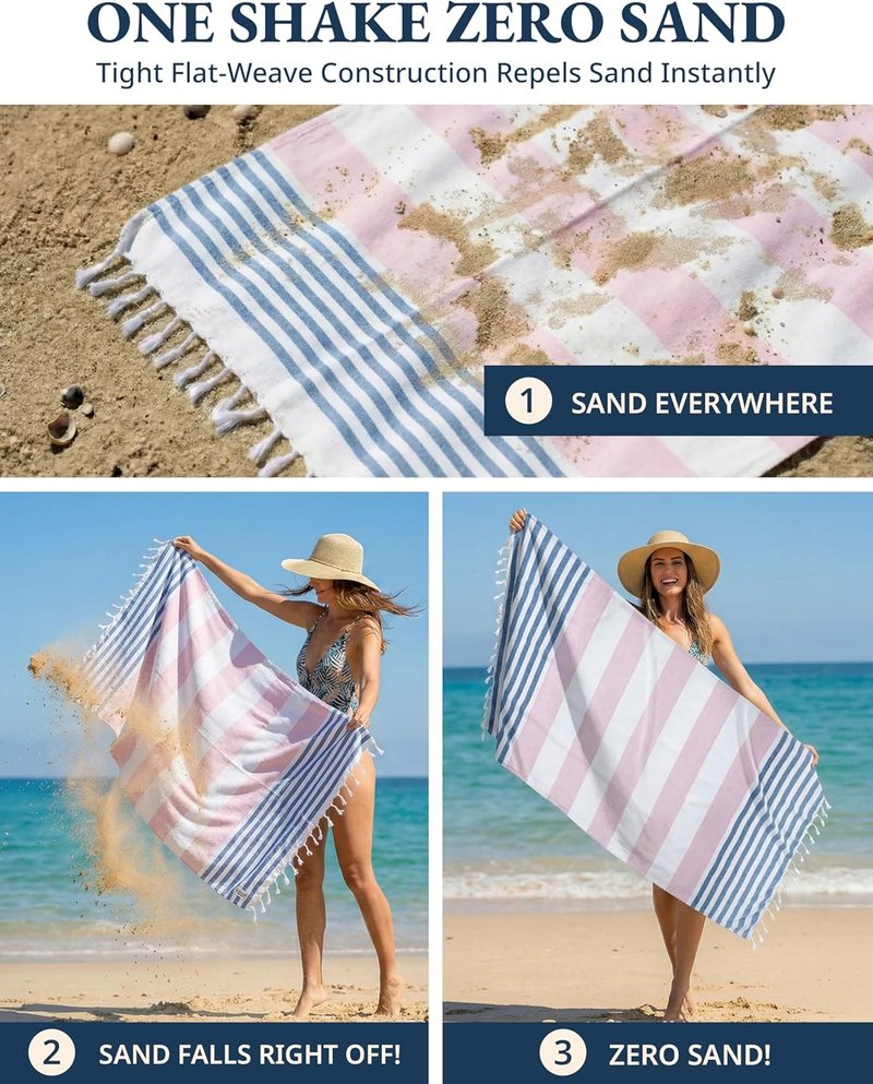 Extra Large Beach Towels - 2 Pack Oversized Quick Dry Pool Towels | Stylish Sand-Free Design, 39"x71" - Old Glory Pink