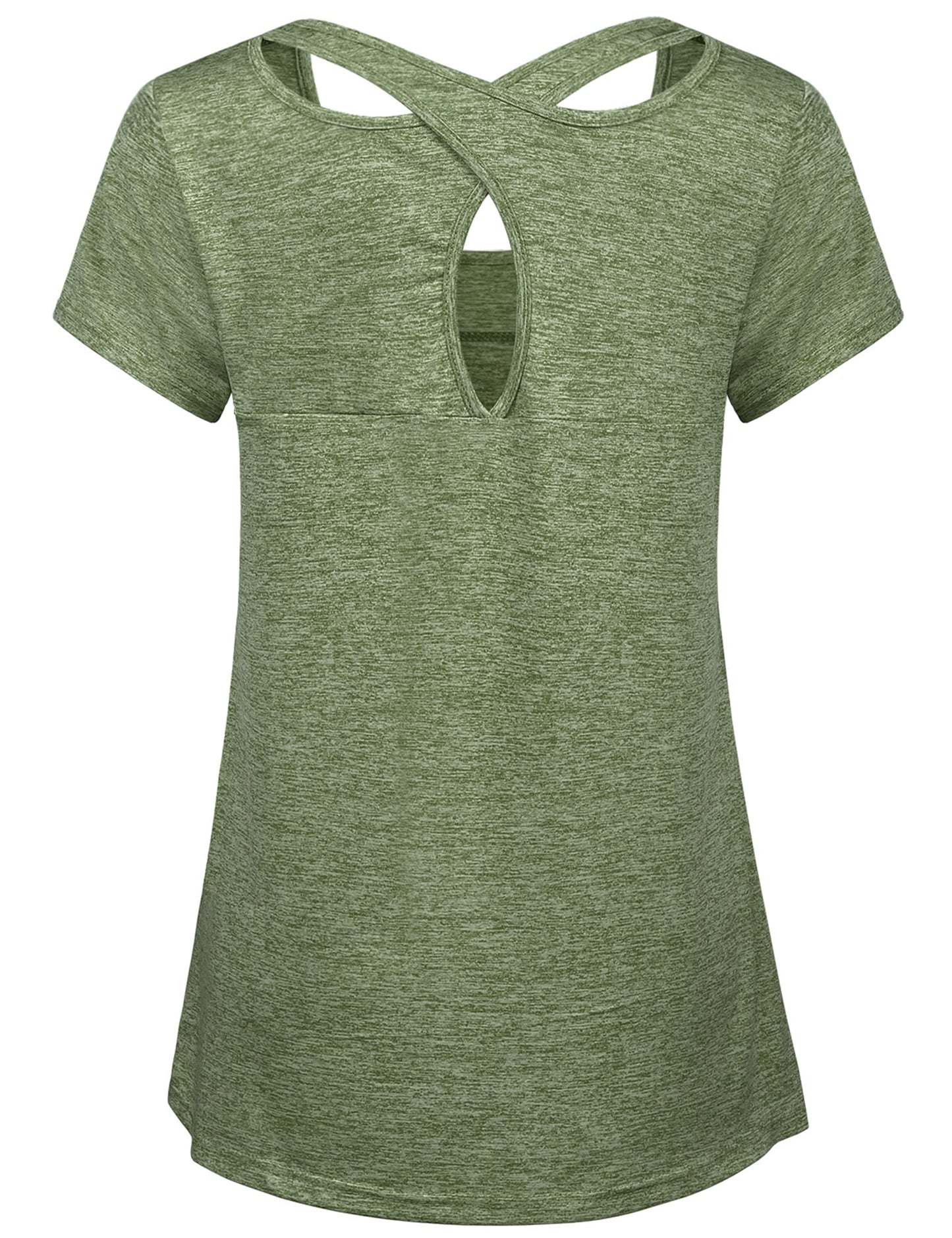 Kimmery Womens Workout Tops for Women Short Sleeve Shirts for Women Summer Tops Yoga Tops Athletic Tops Olive Green L