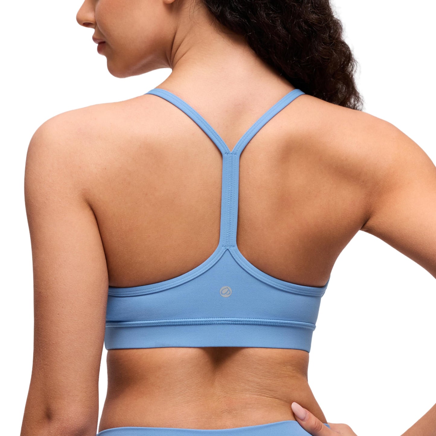 CRZ YOGA Butterluxe Y Back Sports Bras for Women - Padded Racerback Low Impact Spaghetti Thin Strap Workout Yoga Top Party Blue X-Small