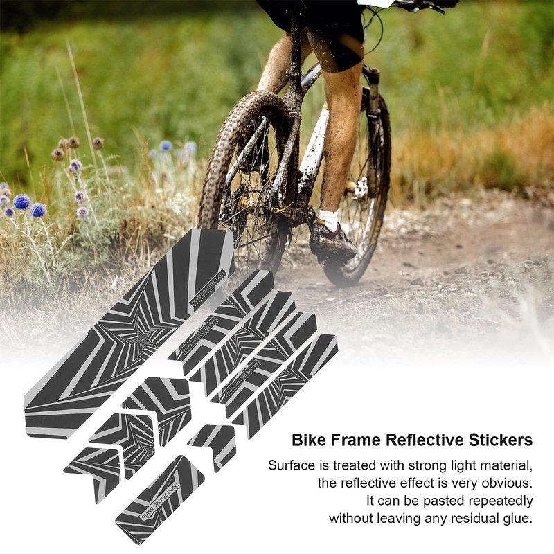 Honio Bike Frame Reflective Stickers, Bike Frame 3D Night Reflection Sticker Obvious for Mountain Bikes for DH Downhill Vehicles