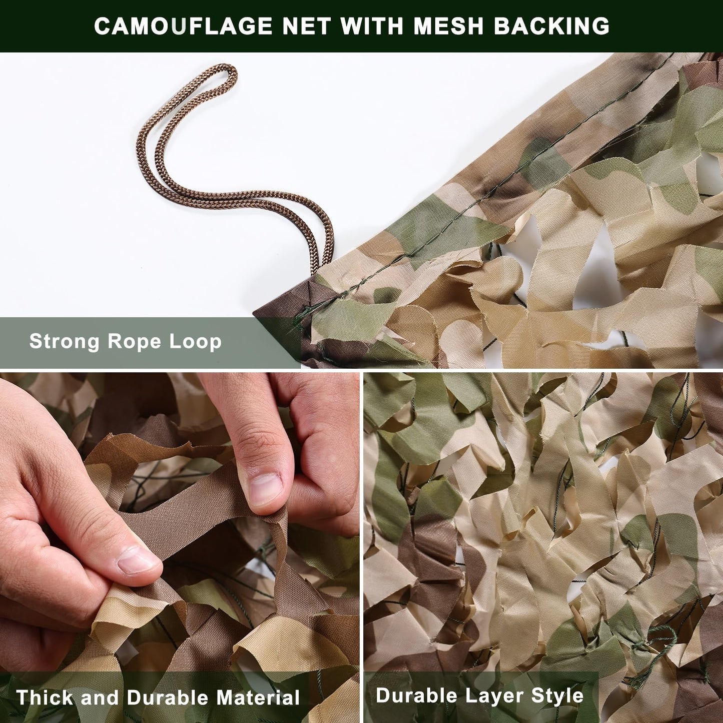 FLYEGO Double Layer Camo Netting Camouflage Netting Hunting Blind Camo Net Camouflage Nets Military Surplus for Shooting Party Decoration Photograph Car Cover Sunshade (10ftx10ft, Brown Camo)