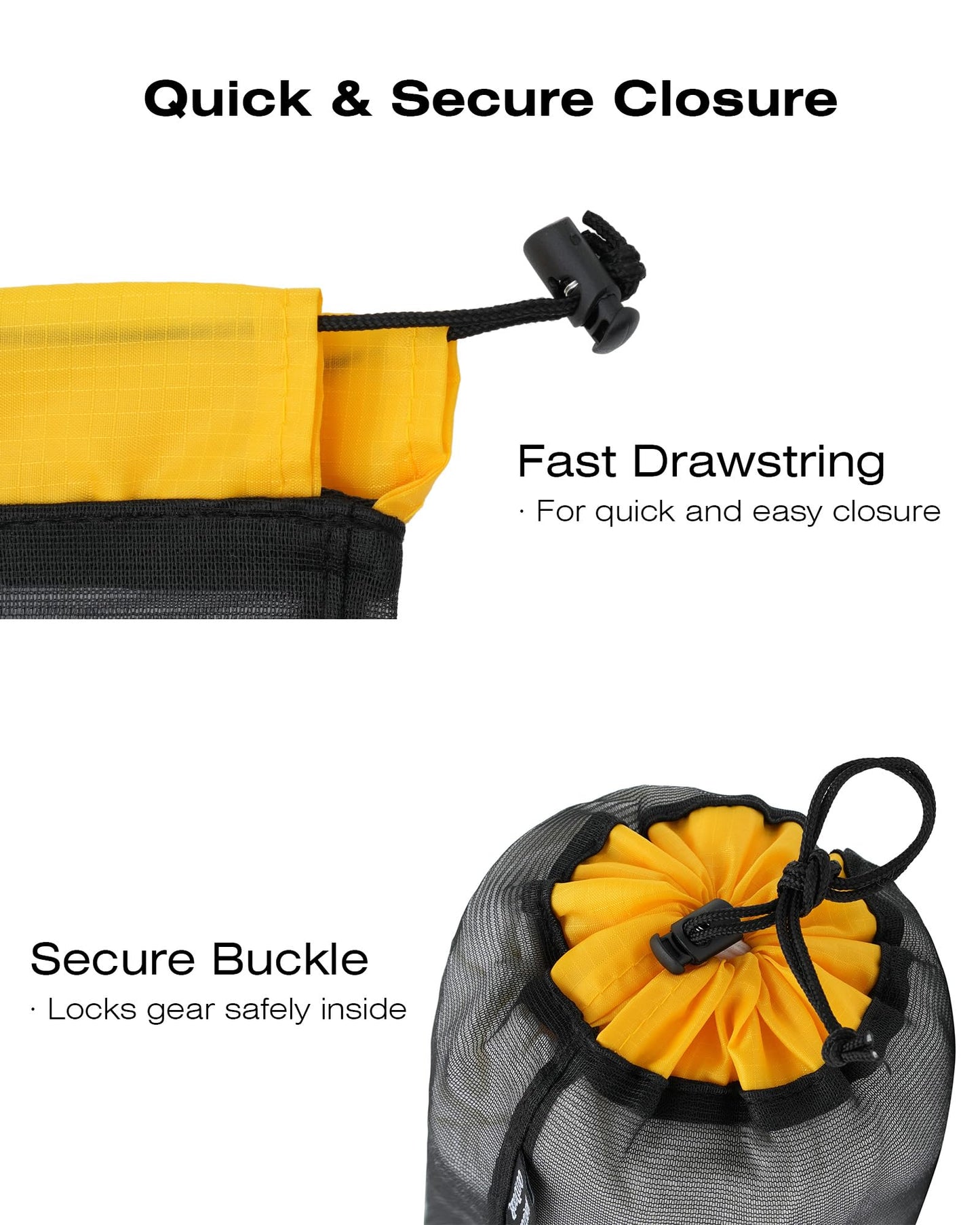 Nasebila Mesh Bags Drawstring 5 Pack - Lightweight Stuff Sack for Travel, Backpacking & Camping - Compression Sack for Sleeping Bag Storage